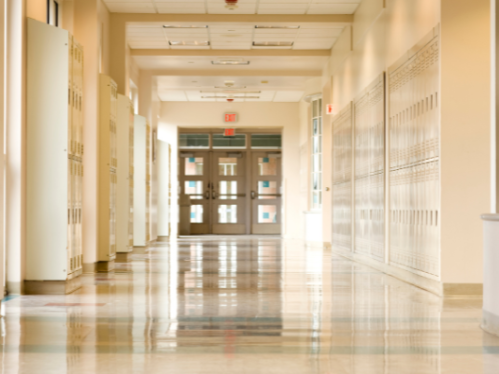 Image of empty hallways in a school