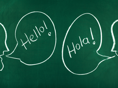 Image of Hello and Hola from people speaking